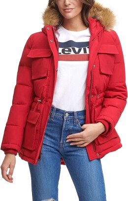 red coat black fur hood