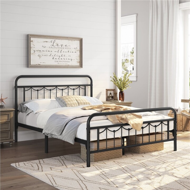 Yaheetech Queen/Full Metal Platform Frame with Headboard and Footboard