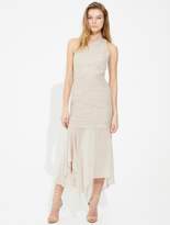 Thumbnail for your product : Halston Asymmetric ruched foiled chiffon dress