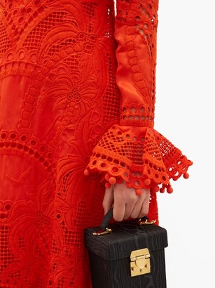 Zimmermann Brightside Palm Openwork-lace Silk-organza Dress - Orange
