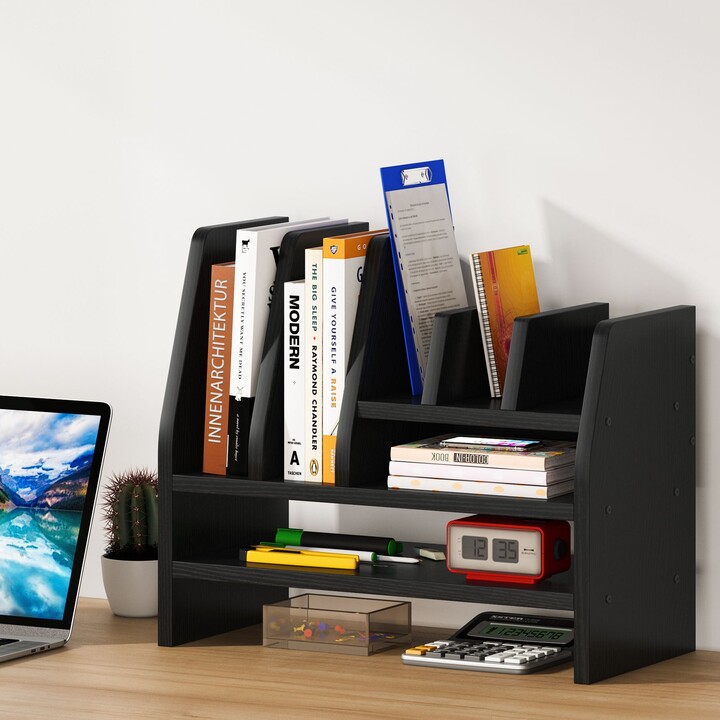 schwarz Toyvian Metallgitter Datei Zeitschriftenhalter Desktop Organizer 4 Fächer für Home Office 