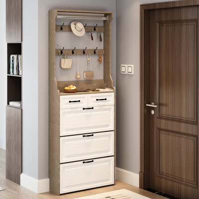 Winston Porter 2 3-door Shoe Cabinet With Hanger Trouble- Storage Configuration Adjustable Shelves Artsy Design Construction