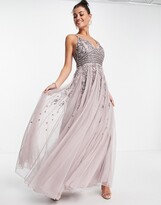 Thumbnail for your product : ASOS DESIGN strappy floral embellished maxi dress with godets