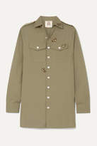Thumbnail for your product : Figue Appliqued Cotton Shirt - Army green