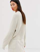 Thumbnail for your product : Monki ribbed crew neck oversized jumper in off white