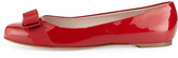 Thumbnail for your product : Ferragamo Varina Patent Bow Ballerina Flat, Rosso (Red)