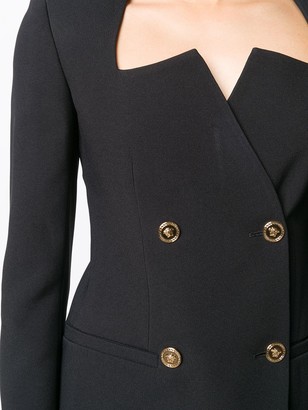 Versace Graphic-Neckline Double-Breasted Blazer