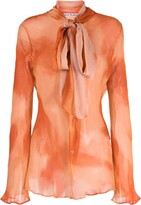 Graphic-Print Bow-Detail Blouse 