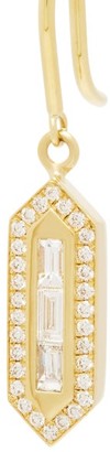 Azlee Triple Baguette Diamond And Gold Drop Earrings - Gold