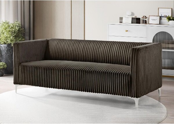 Home Design Gavin Velvet Square Sofa, Black