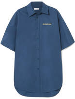 Balenciaga - Oversized Printed Cotton-poplin Shirt - Navy