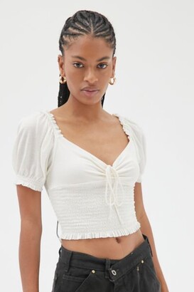 Urban Outfitters Surf Club Smocked Blouse - ShopStyle Short Sleeve Tops