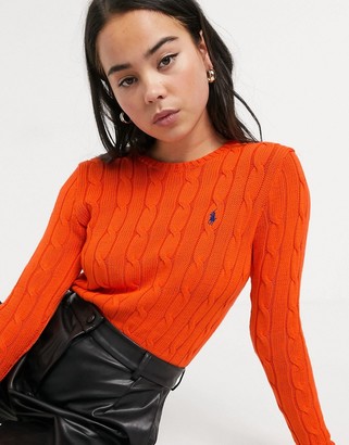 Polo Ralph Lauren round neck knit jumper in orange