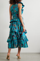 Thumbnail for your product : Ulla Johnson Ondine One-shoulder Ruffled Floral-print Cotton Midi Dress - Blue