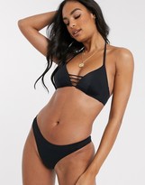Thumbnail for your product : Dorina Kenya recycled polyester brazilian bikini high leg bottom in black