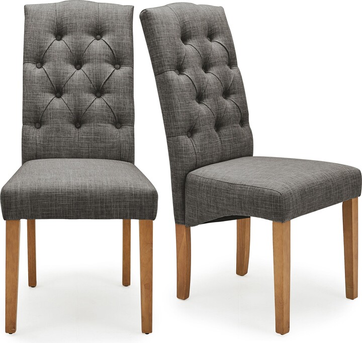 Dunelm Darcy Set of 2 Dining Chairs, Linen Charcoal ShopStyle