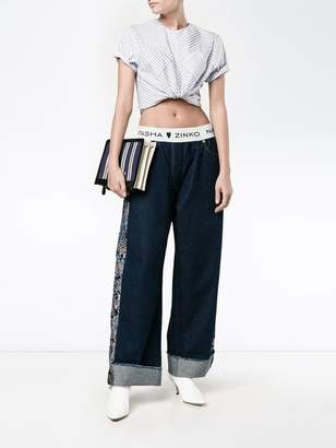Natasha Zinko floral jacquard wide-leg jeans
