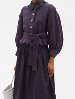 Thumbnail for your product : Thierry Colson Yasmine Scalloped-edge Linen Blouse - Navy