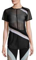 Thumbnail for your product : Koral Cross Cut Striped Mesh Top