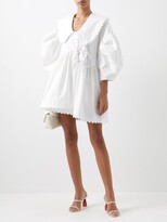 Thumbnail for your product : Kika Vargas Shona Scalloped-collar Cotton-blend Mini Dress - White