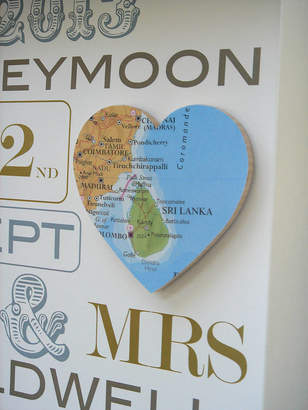Little Bird Designs Personalised Honeymoon Map Picture
