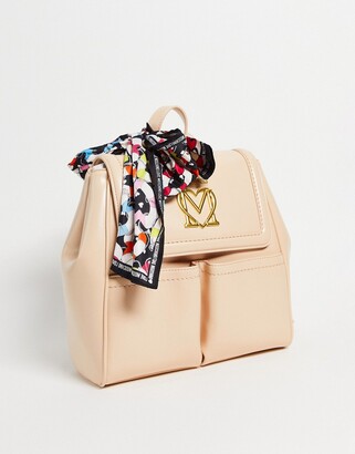 Love Moschino scarf detail backpack in beige