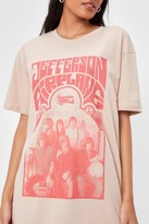Thumbnail for your product : Nasty Gal Womens Jefferson Airplane Graphic T-Shirt Dress - Beige - 10