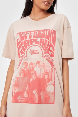 Nasty Gal Womens Jefferson Airplane Graphic T-Shirt Dress - Beige - 10