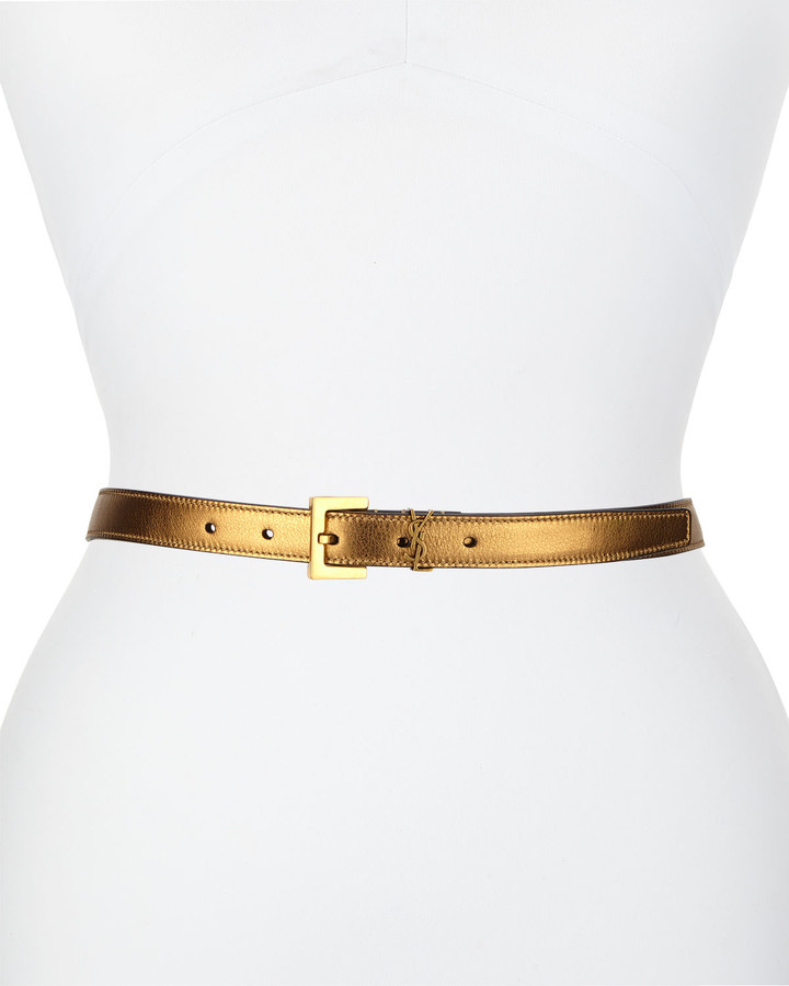 golden ysl monogram leather belt