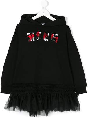 MSGM Kids logo embroidered hooded dress