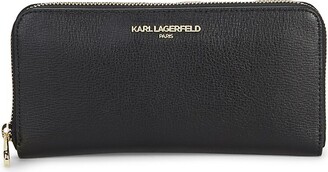 Karl Lagerfeld Paris Zip-Around Continental Leather Wallet - ShopStyle