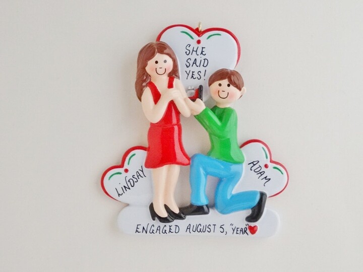 Personalized Engaged Christmas Ornament - Couple She Said Yes Just