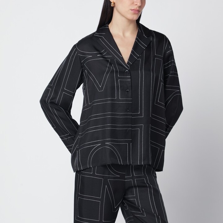 Totême Black silk monogram shirt