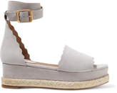 Thumbnail for your product : Chloé Lauren Suede Espadrille Platform Sandals - Stone