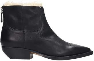 Julie Dee Texan Ankle Boots In Black Leather