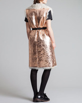 Thumbnail for your product : Marni Shearling-Lined Metallic Leather Gilet, Rose