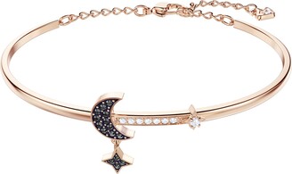 Swarovski Women's Symbolic Moon Bangle Bracelet Brilliant Crystals with Rose-gold tone plated finish from the Symbolic Collection