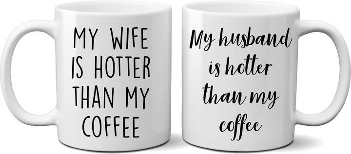 Etsy My Husband/Wife Is Hotter Than Coffee Mug Set - Wedding Gift Anniversary New Couple Engagement