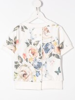 Thumbnail for your product : MonnaLisa Logo-Embroidered Rose-Print Top