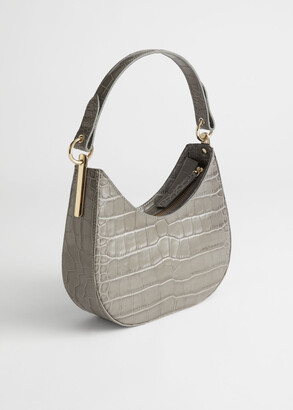 And other stories Croc Embossed Leather Shoulder Bag