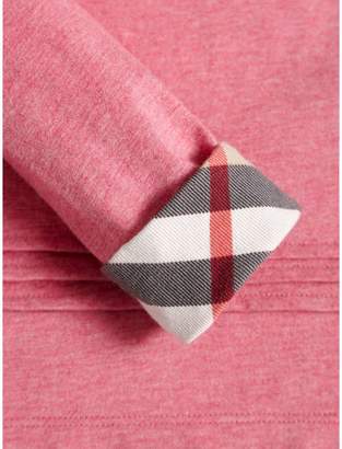 Burberry Long-sleeve Pleat and Check Detail Cotton T-shirt , Size: 10Y, Pink