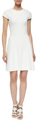 Lela Rose Blair Cap-Sleeve Dress, Ivory