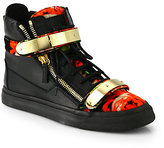 Thumbnail for your product : Giuseppe Zanotti Floral-Print Calf Hair High-Top Sneakers