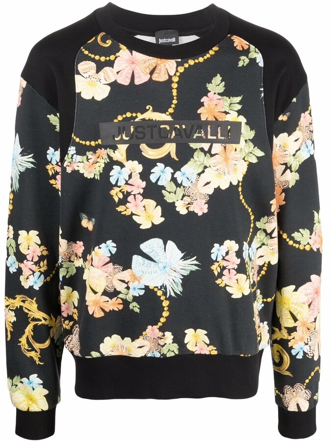 Just Cavalli Baroque Floral-Print Logo Sweatshirt - ShopStyle