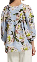 Thumbnail for your product : Samantha Sung White Lily Three-Quarter Puff Sleeve Blouse