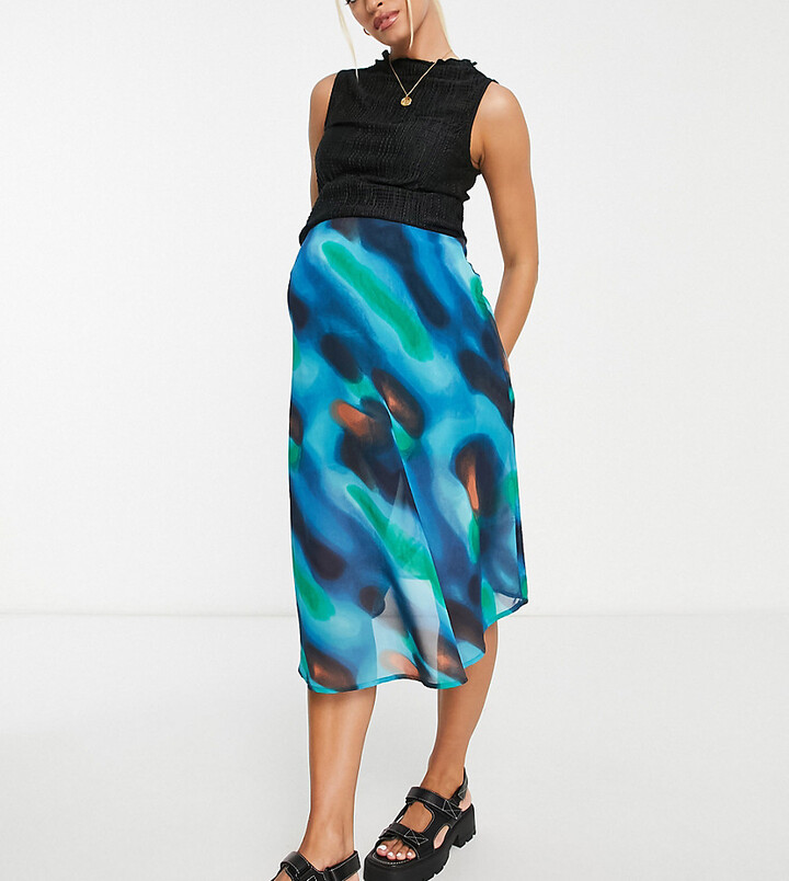 ASOS Wednesday's Girl Maternity midi slip skirt in blue ombre