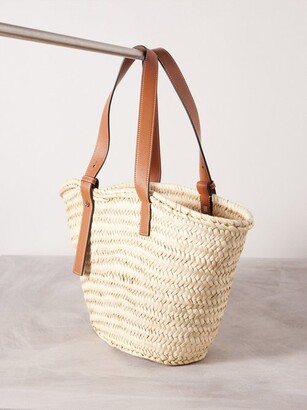 Loewe Anagram-logo Medium Leather-trim Raffia Basket Bag