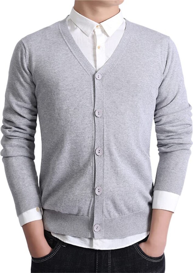 Mens Sleeveless Cardigan Knitted Button Waistcoat Classic Style Cardigans V Neck Plain Coloured 