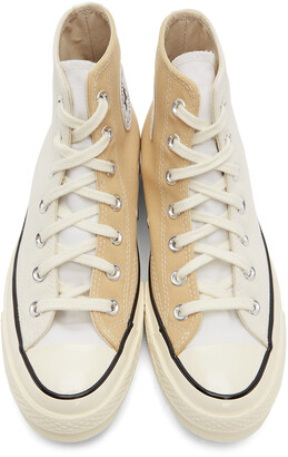 Converse Off-White & Tan Tri-Panel Chuck 70 Sneakers - ShopStyle