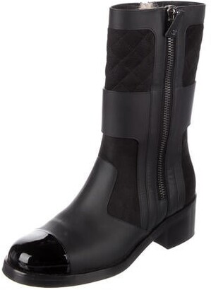 Chanel 2016 CC Quilted Riding Moto Boots